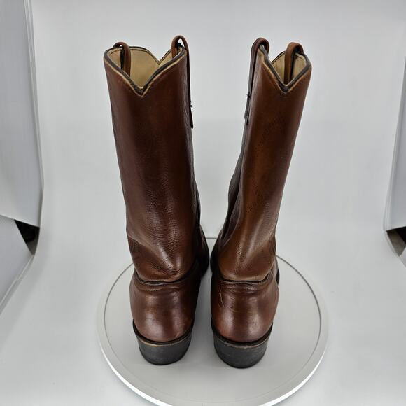 VTG Made USA Acme Brown Leather Cowboy Distressed Snip Toe Boots Size 8 D Mens main image 5